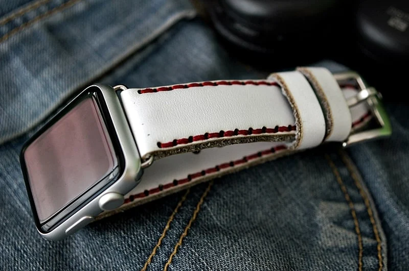 AWBF 91-D91 handgefertigt Vintage Leder Uhrenarmband incl. Lugs Adapter für Apple Watch (oder Apple Watch Sport) 42mm oder 38mm – Bild 3